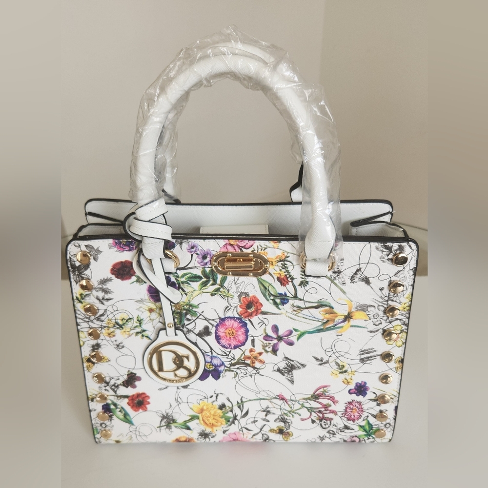 Dasein White Floral Print Handbag